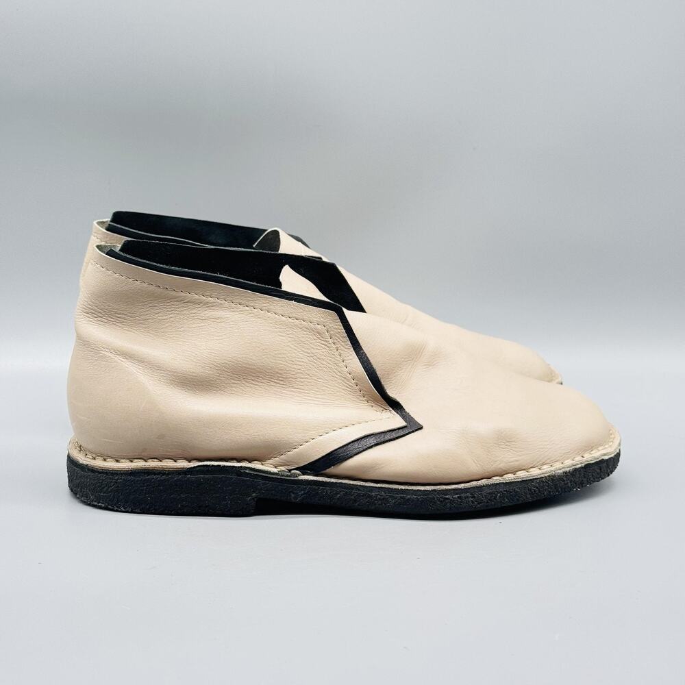 Dusica Dusica Boots Womens 6.5 Beige Leather Slip On Ankle Booties Crepe Sole